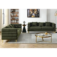 3 Seater + 3 Seater Combination Sofa.Green Teddy
