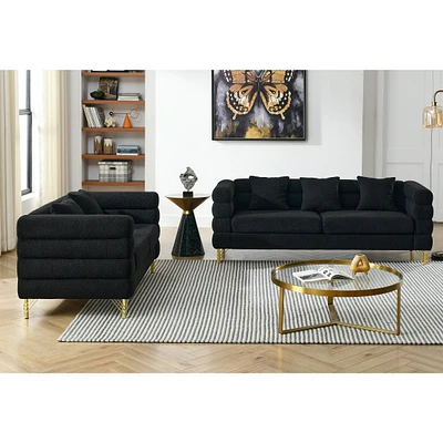 Simplie Fun 3 Seater + 2 Seater Combination Sofa.Black Teddy