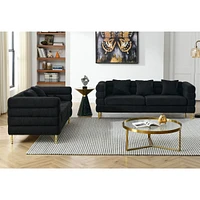 Simplie Fun 3 Seater + 2 Seater Combination Sofa.Black Teddy