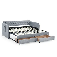 Upholstered Daybed with Trundle and Storage_Drawers