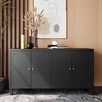 4-Door Matte Black Accent Cabinet for Multiple Rooms