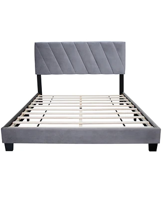 Simplie Fun Gray Queen Size Adjustable Upholstered Bed Stain Resistant And Durable, Modern Style
