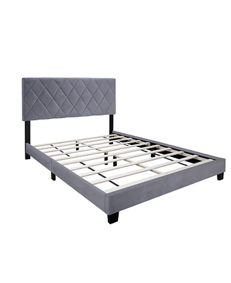 Simplie Fun Velvet Gray Queen Adjustable Bed Frame: Comfortable & Stylish