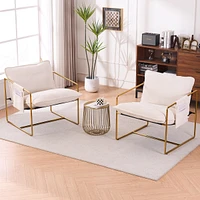 Gold-plated Upholstered Armchair with Arm Pockets