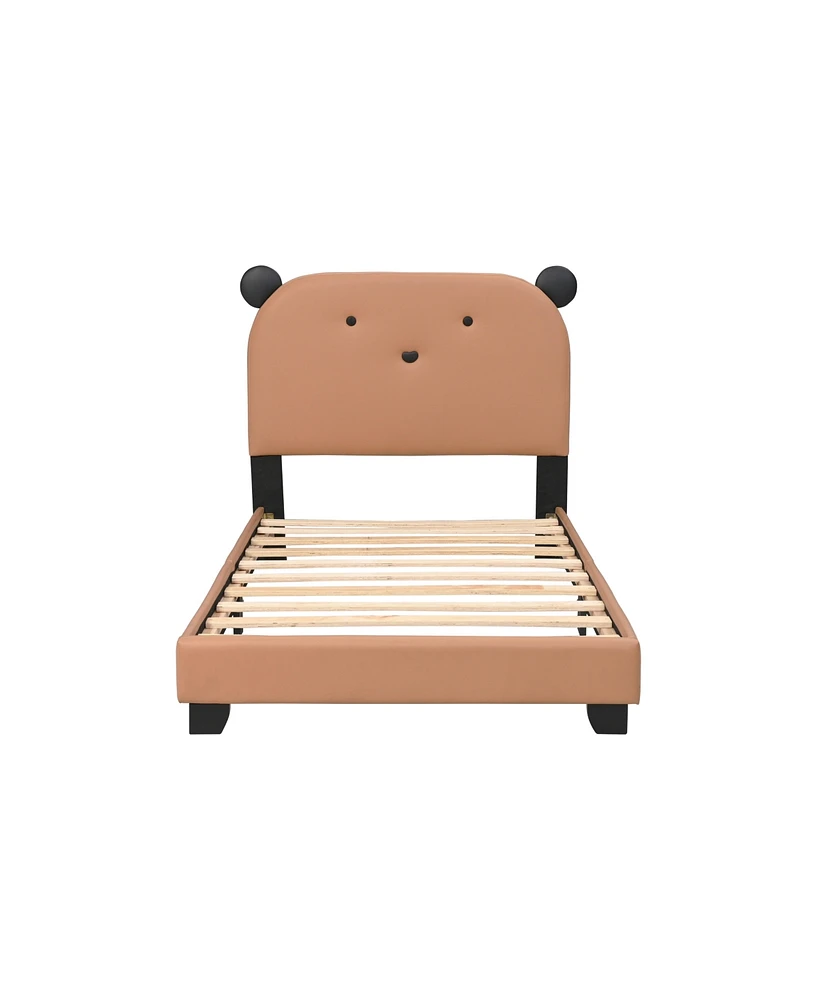 Simplie Fun Brown Bear Design Twin Platform Bed