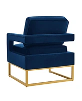 Streamdale Furniture Gold Base Navy Velvet Armchair