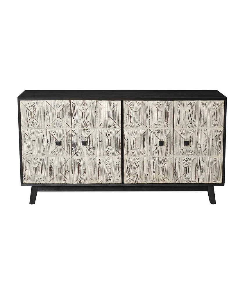 Simplie Fun Vintage Sideboard with 4 Doors in Black