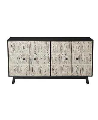 Simplie Fun Vintage Sideboard with 4 Doors in Black