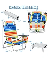 Gymax 3PCS Folding Beach Chair and Table Set Outdoor Adjustable Reclining Chair