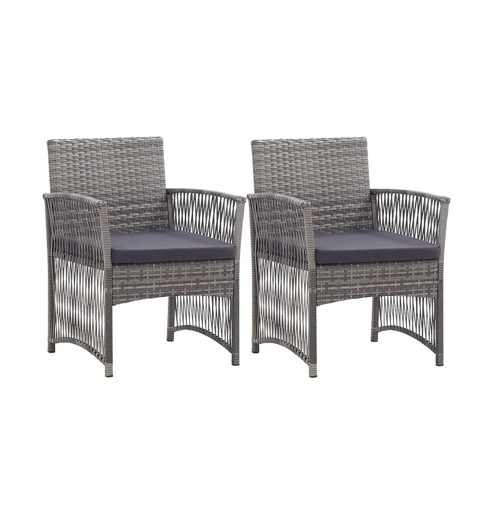 vidaXL Patio Armchairs with Cushions 2 pcs Anthracite Poly Rattan