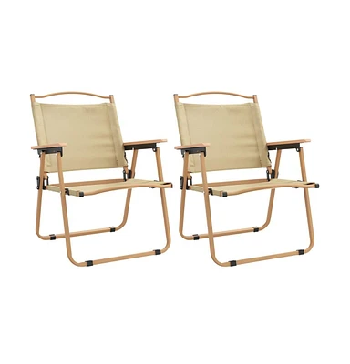 vidaXL Camping Chairs 2 pcs Beige 21.3"x21.7"x30.7" Oxford Fabric