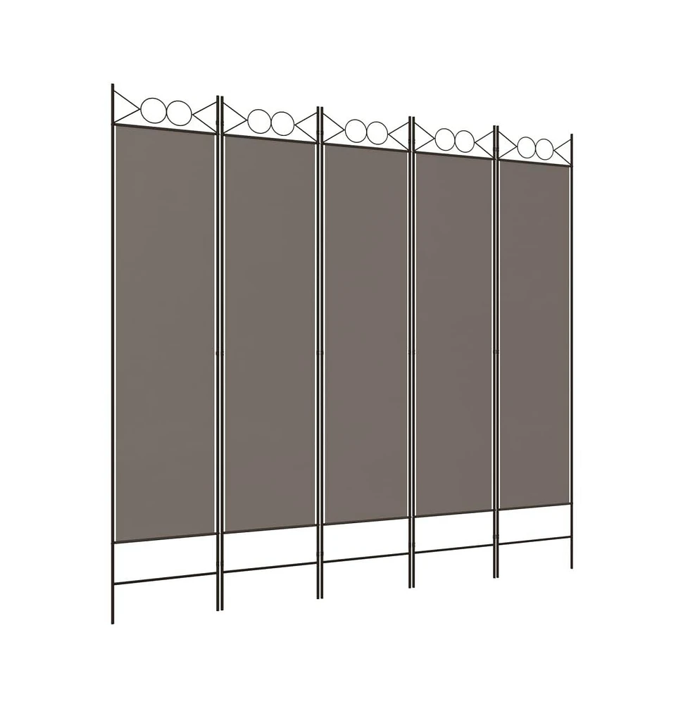 vidaXL 5-Panel Room Divider Anthracite 78.7"x86.6" Fabric