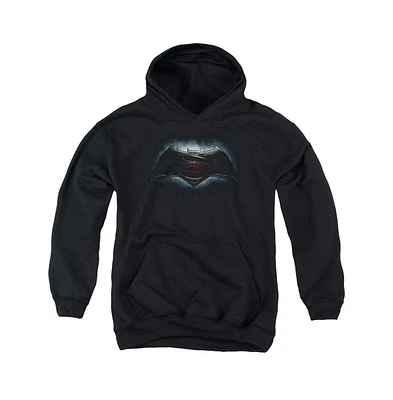 Batman V Superman Boys Youth Logo Pull Over Hoodie / Hooded Sweatshirt