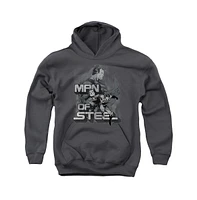 Superman Boys Youth Steel Poses Pull Over Hoodie / Hooded Sweatshirt