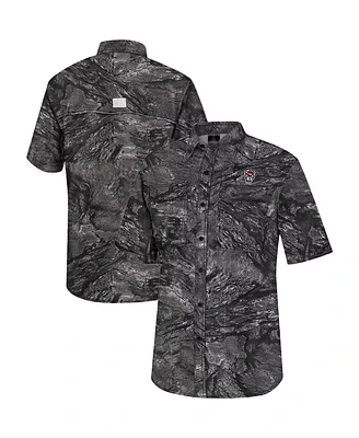 Colosseum Men's Charcoal Nc State Wolfpack Realtree Aspect Charter Full-Button Fishing Shirt