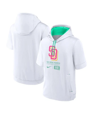 Nike Men's White San Diego Padres City Connect Color Block Short Sleeve Pullover Hoodie