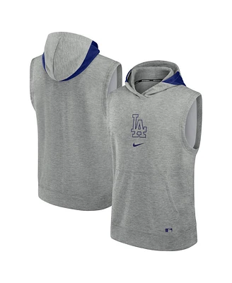 Nike Men's Heather Gray Los Angeles Dodgers Authentic Collection Early Work Performance Sleeveless Pullover Hoodie