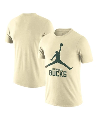 Nike Men's Cream Milwaukee Bucks Essential Jumpman T-Shirt