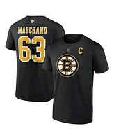 Fanatics Men's Brad Marchand Black Boston Bruins Authentic Stack Name Number T-Shirt