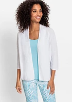 Olsen Women's 100% Cotton 3/4 Sleeve Open Front Cropped Cardigan