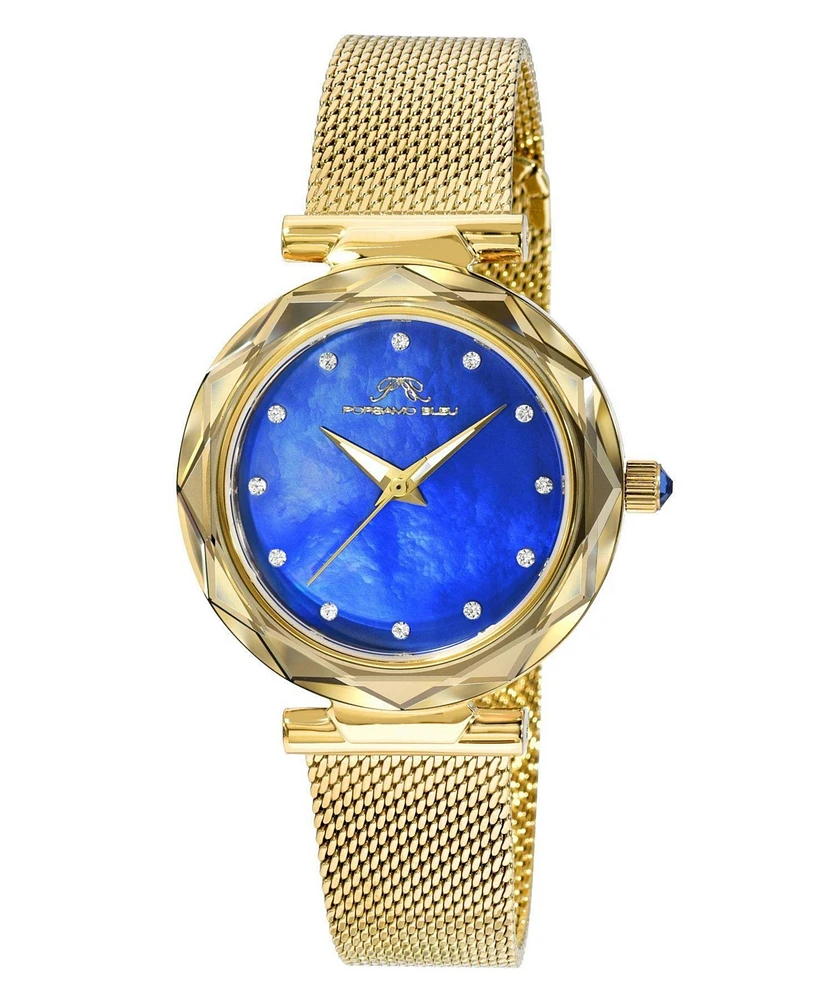 Porsamo Bleu Hazel Stainless Steel Gold Tone & Blue Women's Watch 1272BHAS