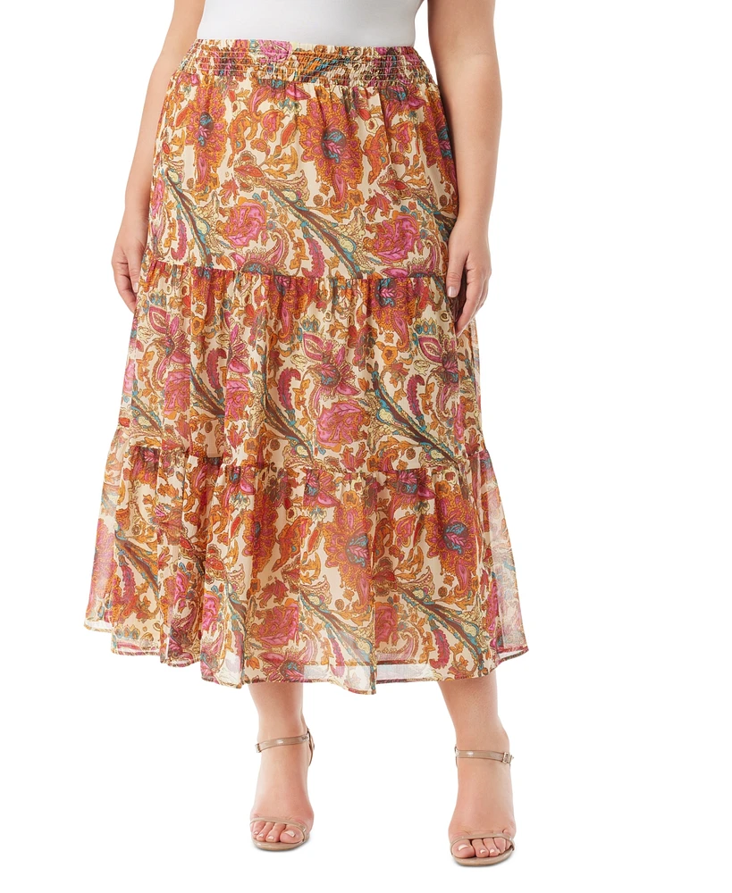 Jessica Simpson Trendy Plus Sunita Tiered Midi Skirt