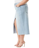 Jessica Simpson Trendy Plus Denim Front-Slit Midi Skirt