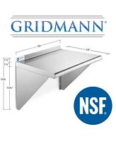 Gridmann 18" x 24" Nsf Stainless Steel Kitchen Wall Mount Shelf w/ Backsplash