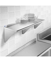 Gridmann 18" x 60" Nsf Stainless Steel Kitchen Wall Mount Shelf w/ Backsplash