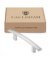 Cauldham 25 Pack Solid Kitchen Cabinet Arch Pulls Handles (3" Hole Centers) - Modern Curved Drawer/Door Hardware - Style M242 - Satin Nickel