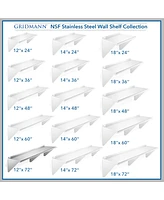 Gridmann 12" x 72" Nsf Stainless Steel Kitchen Wall Mount Shelf w/ Backsplash