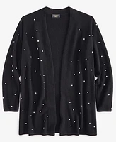 Charter Club Plus Cashmere Rhinestone Open-Front Cardigan, Created for Macy's