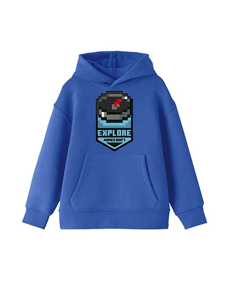 Minecraft Boys Compass Explore Badge Youth Royal Blue Hoodie