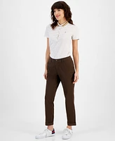 Tommy Hilfiger Women's Th Flex Hampton Cuffed Chino Straight-Leg Pants