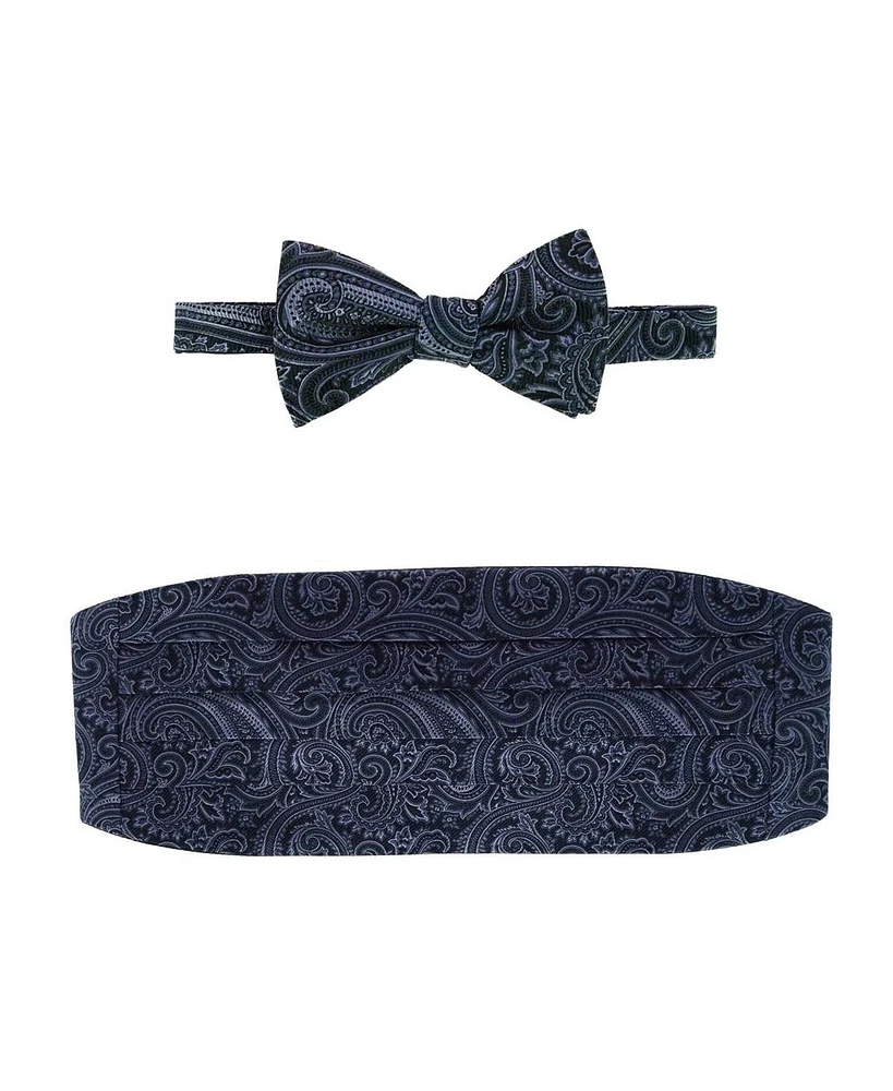 Trafalgar Men's Sobee Paisley Cummerbund and Bow Tie Set