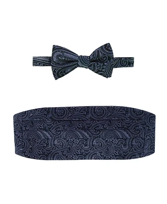 Trafalgar Men's Sobee Paisley Cummerbund and Bow Tie Set