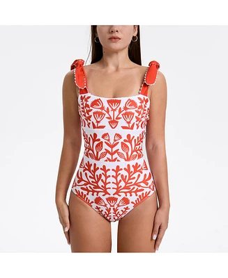 Jessie Zhao New York Women's Red Coral Reversible One-Piece Swimsuit