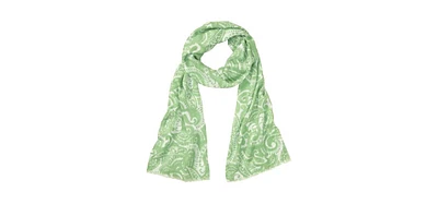 Olsen Boho Paisley Scarf with Frayed Edge Trim