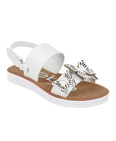 Bebe Big Girl's Open-Toe Metallic Sandal with Butterfly Details Polyurethane/Glitter Sandals