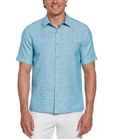 Cubavera Men's Linen-Blend Argyle Embroidered Chambray Shirt