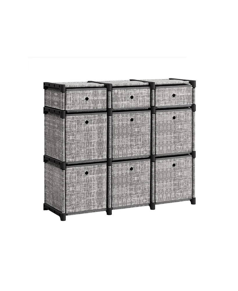 Slickblue Grey Organizer With 9 Storage Boxes, Storage Unit, For Bedroom, Living Room, Entryway