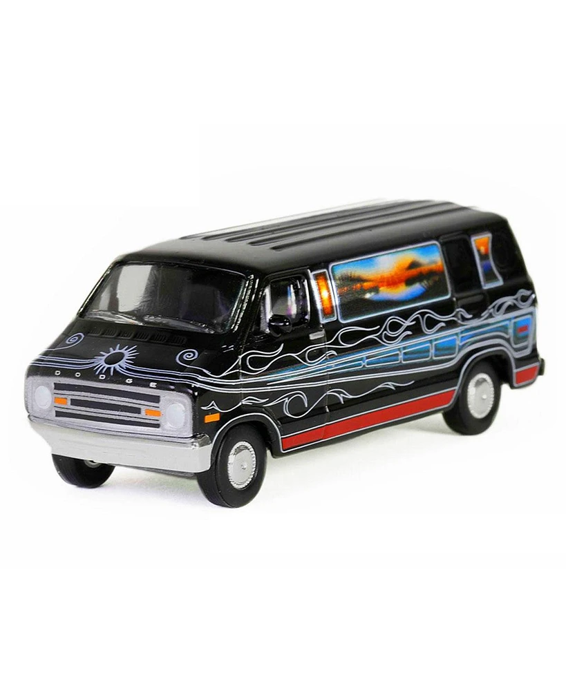 Greenlight Collectibles 1/64 1977 Dodge B-100 Van Mountain Sunrise Decoration Vannin' Hobby