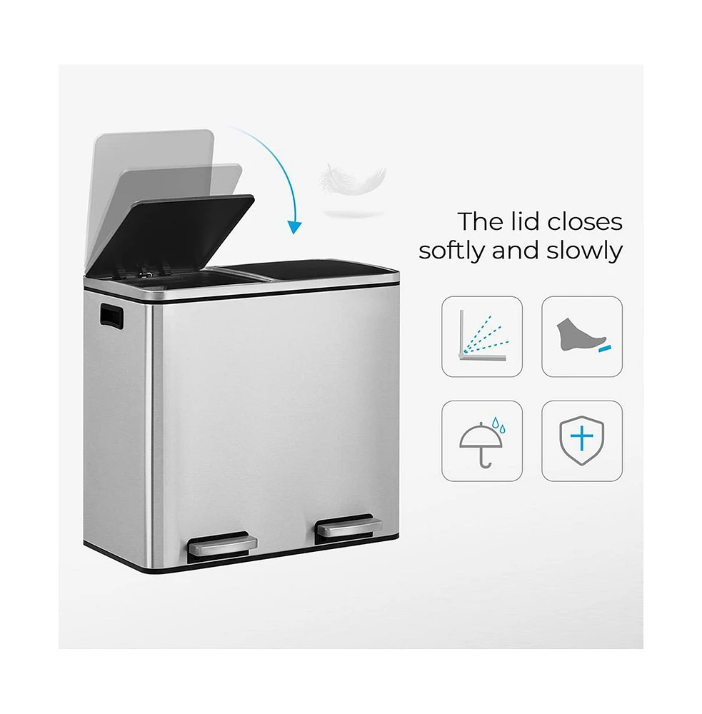 Slickblue Silver Dual Trash Can With Lid & Handles