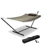 Yescom Hammock with Stand for 2 Person Carrying Case 500Lbs Quilted Outdoor Patio