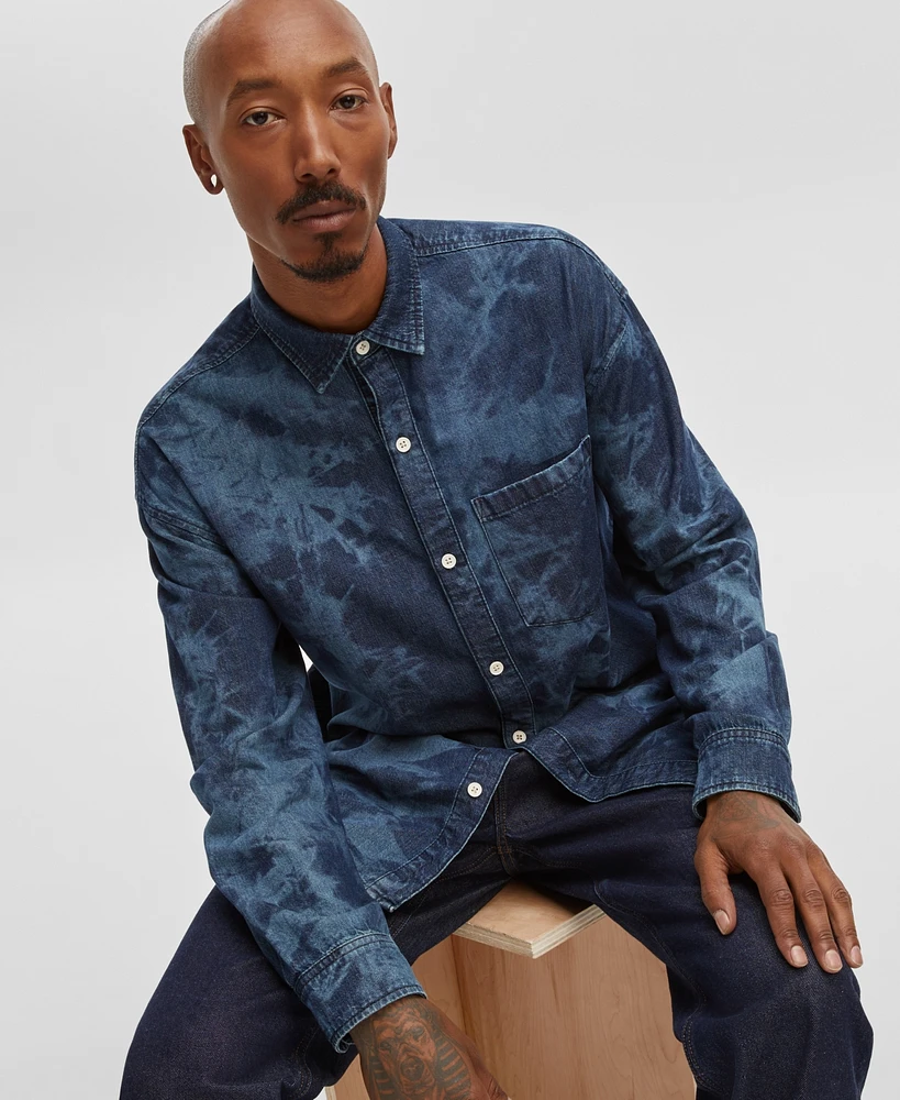 Mode of One Men's Relaxed-Fit Denim Shirt, Created for Macy's