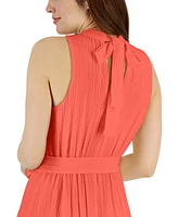 Anne Klein Petite Tie-Waist Tiered Tie-Back Maxi Dress