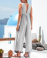 Cupshe Women's Striped Tassel Wide Leg Jumpsuit