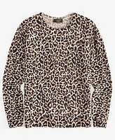 Charter Club Women's 100% Cashmere Leopard-Print Crewneck Sweater, Created for Macy's