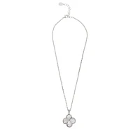 Rivka Friedman Rhodium Satin Finish Large Clover Pendant Necklace