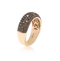 Suzy Levian New York Sterling Silver Cubic Zirconia Pave Thick Brown Band Ring